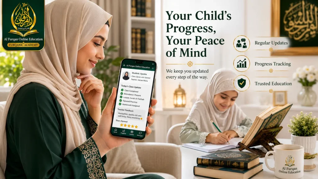 Parents receiving updates about Quran class progress